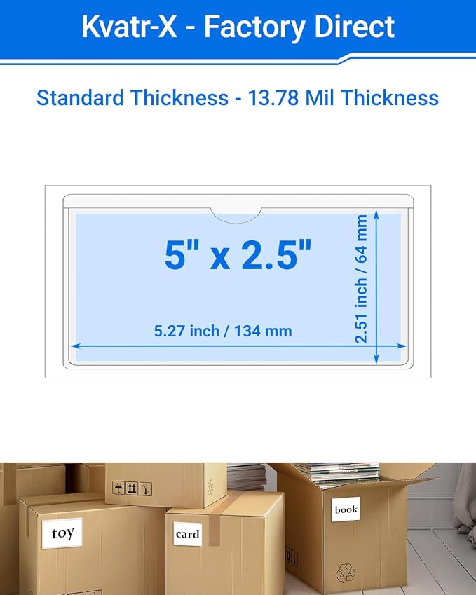 20 PCS Clear Self Adhesive Plastic Label Pockets, Top Loading Business & - Image 2