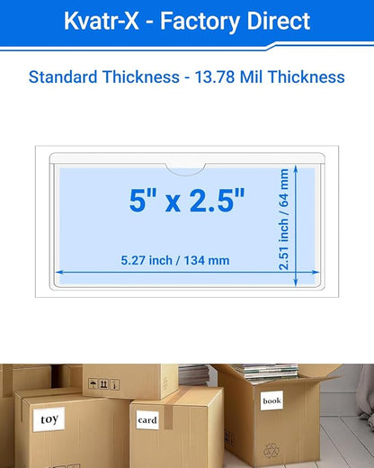 20 PCS Clear Self Adhesive Plastic Label Pockets, Top Loading Business & - Image 2