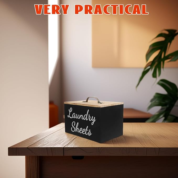 PRETYZOOM Wood Laundry Dryer Sheet Holder Organizer Large Capacity Storage Box - Image 3