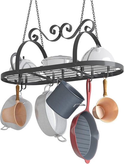 33" Pots and Pans Hanging Rack, Heavy-duty Metal Pan Rack Hanger Organizer - Image 2