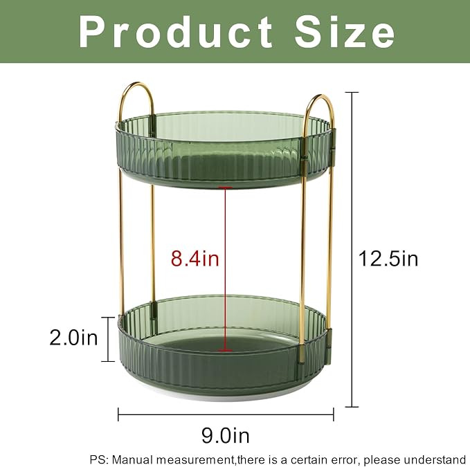 360° Rotating Makeup Organizer, Bathroom Make Up Spinning Holder Rack, Large - Image 3