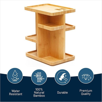 RoyalHouse Bamboo 360 Degree Rotating 12 inches Makeup Organizer, Display - Image 2