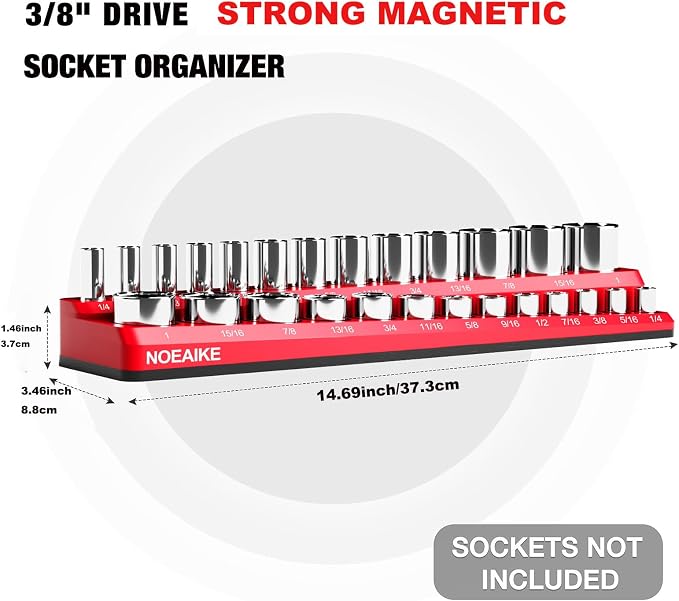 3/8 Inch Magnetic Socket Organizer, Holds 56 Pcs Standard and Deep Size Sockets - Image 4
