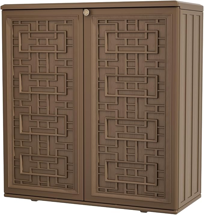 Outdoor Storage Cabinet Waterproof, Resin 62 Gallon Storage Box by KINYING