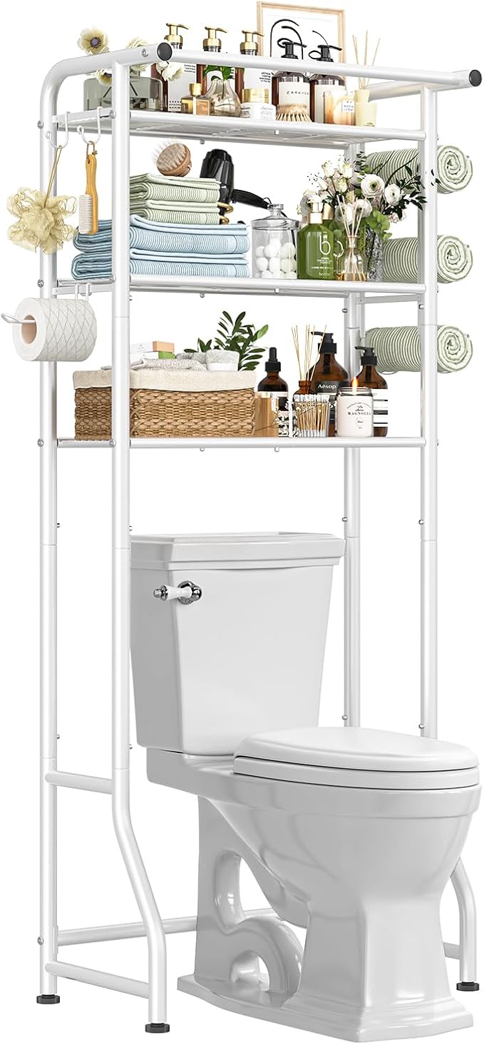 Simple Trending 3 Tier Over The Toilet Storage Rack, Metal Bathroom Shelf - Image 9