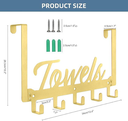 Azmoncy 2 Pack Over The Door Hooks, Towel Rack - Image 2