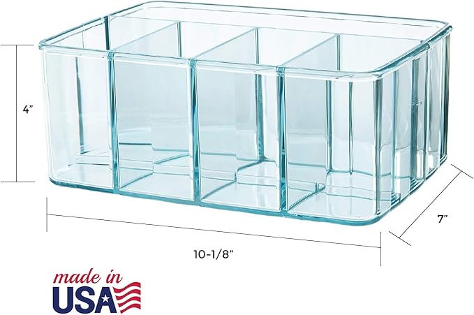 STORi 5-Compartment Plastic Organizer, Ocean Mist, Rectangular Divided Makeup - Image 5