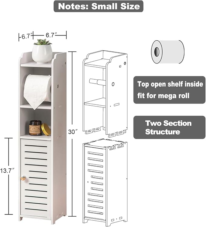 AOJEZOR Toilet Paper Holder Stand: Small Space Bathroom Storage - Image 4