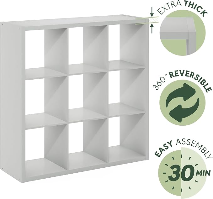 Furinno Cubicle Open Back Decorative Cube Storage Organizer, Light Grey | 14.6" - Image 7
