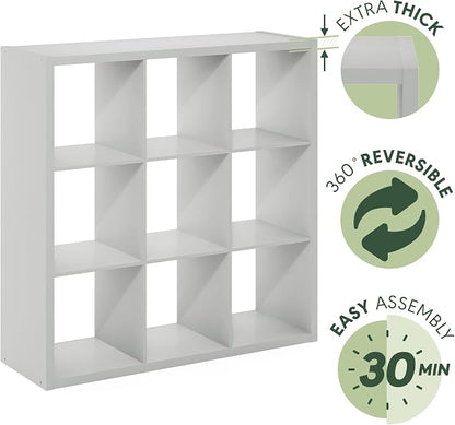 Furinno Cubicle Open Back Decorative Cube Storage Organizer, Light Grey | 14.6" - Image 7