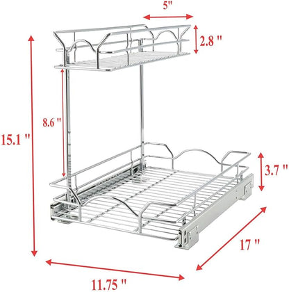 OCG Under Sink Cabinet Organizer Two Tier Pull Out Shelf, Under Sink Sliding - Image 2