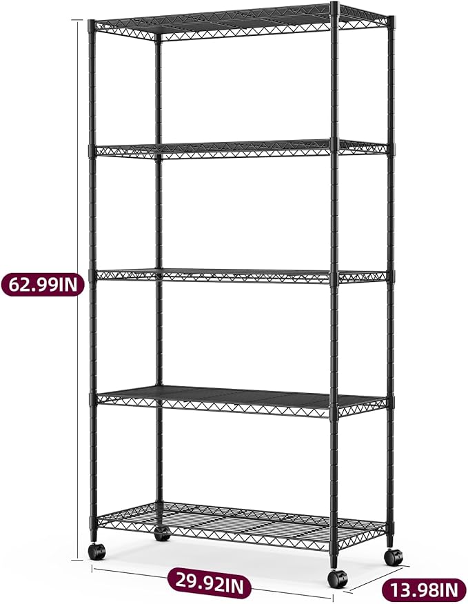 Simple Deluxe 5-Tier Heavy Duty Storage Shelving Unit, 1250 Lbs Loading Capacity - Image 3