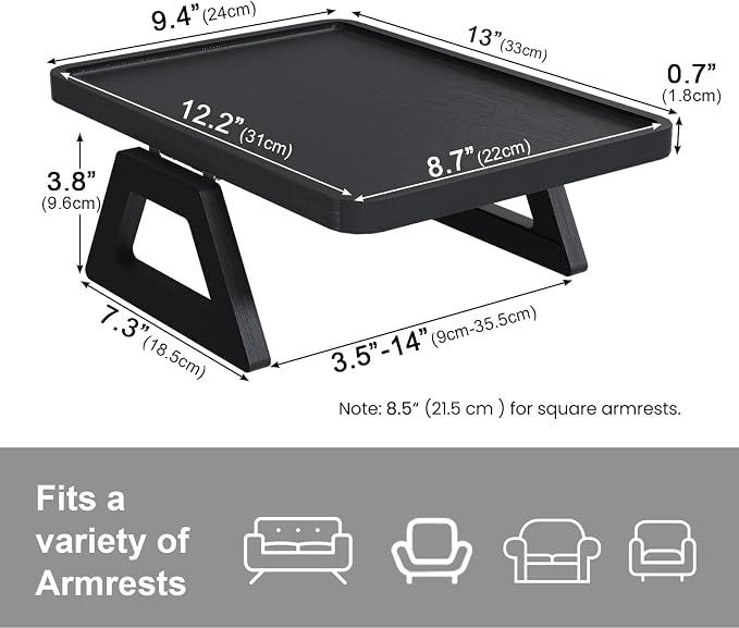 Couch Arm Tray, Bamboo Folding Sofa Tray, Sofa Armrest Trays Clip-On Couch Desk - Image 5