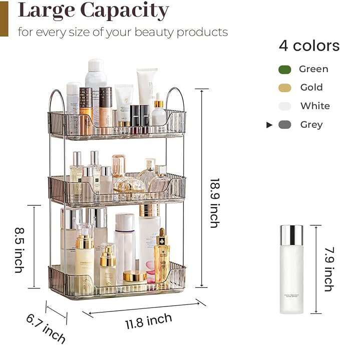 Aveniee Bathroom Counter Organizer, 3 Tier Perfume Skin Care Countertop Storage - Image 3