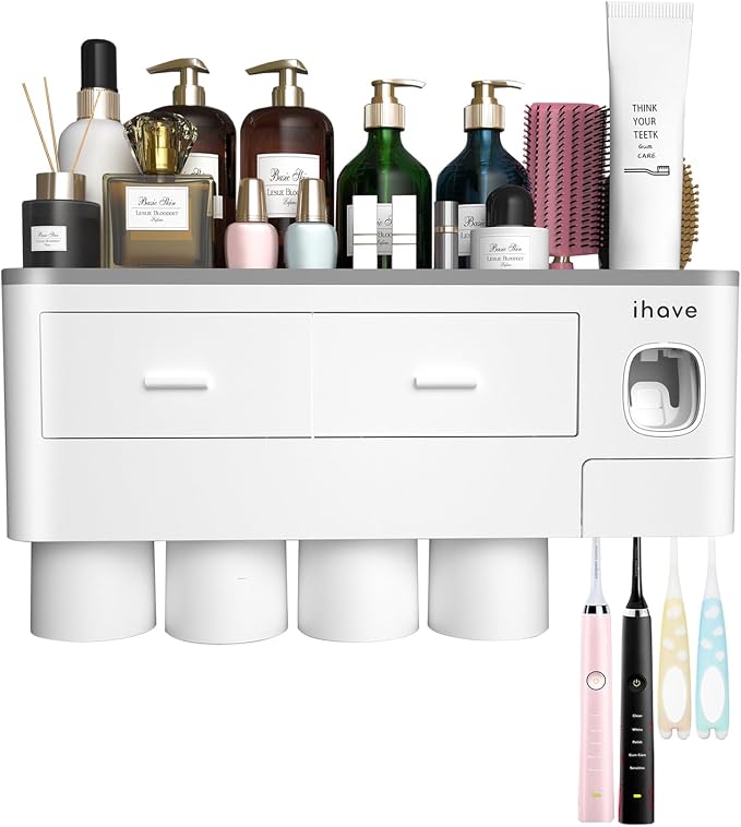 iHave Toothbrush Holders for Bathrooms, 4 Cups Toothbrush Holder Wall Mounted - Image 9