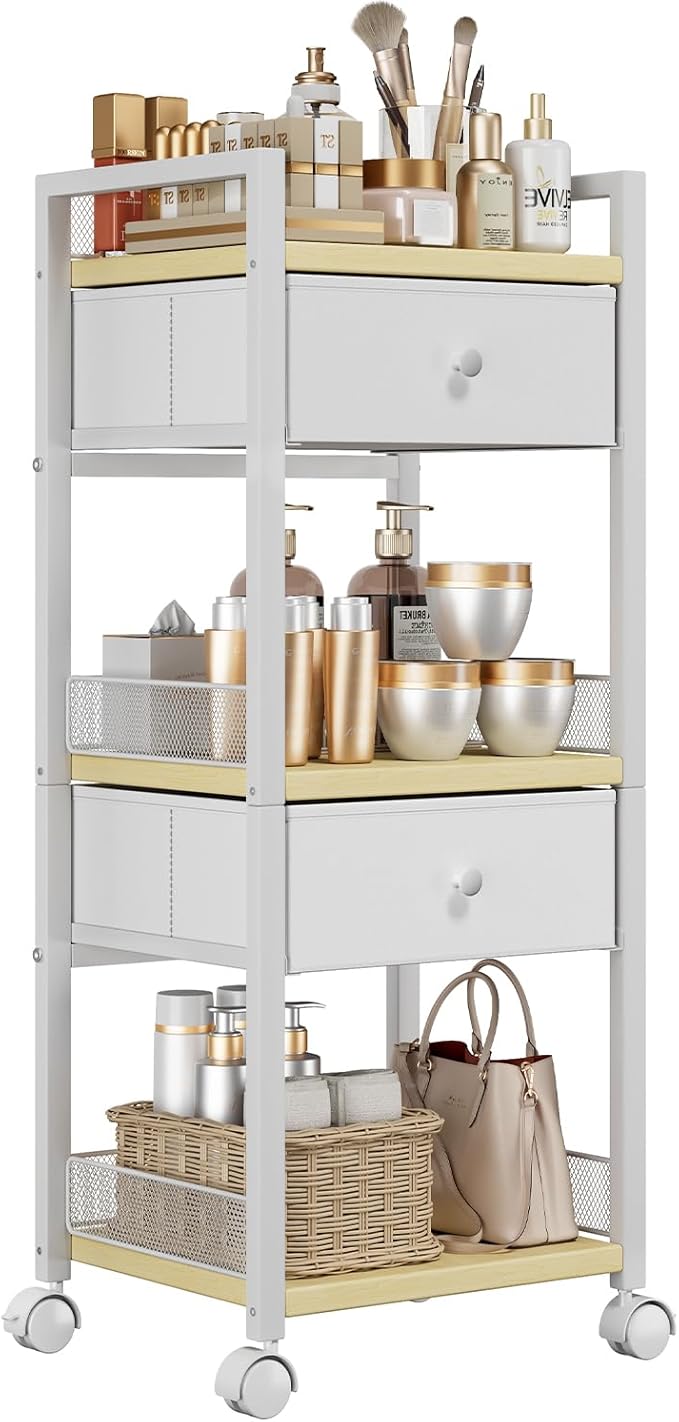 Flycity Rolling Makeup Organizer Cart, Floor Skincare Organizers Storage by FLYCITY