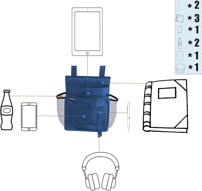 LEISUIT Hanging Storage Bag Bedside Organizer, Bunk Bed Organizer, 7 Pockets - Image 4