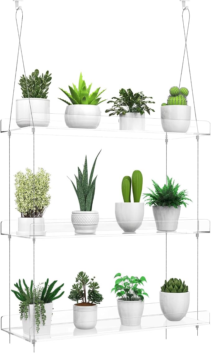 3-Tier Hanging Clear Plant Shelves - Image 4