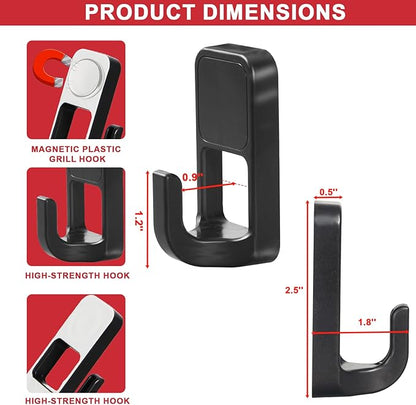 Magnetic Grill Grease Gate Set, 6 Pack Magnetic Hooks and Tool Holder Combo - Image 3