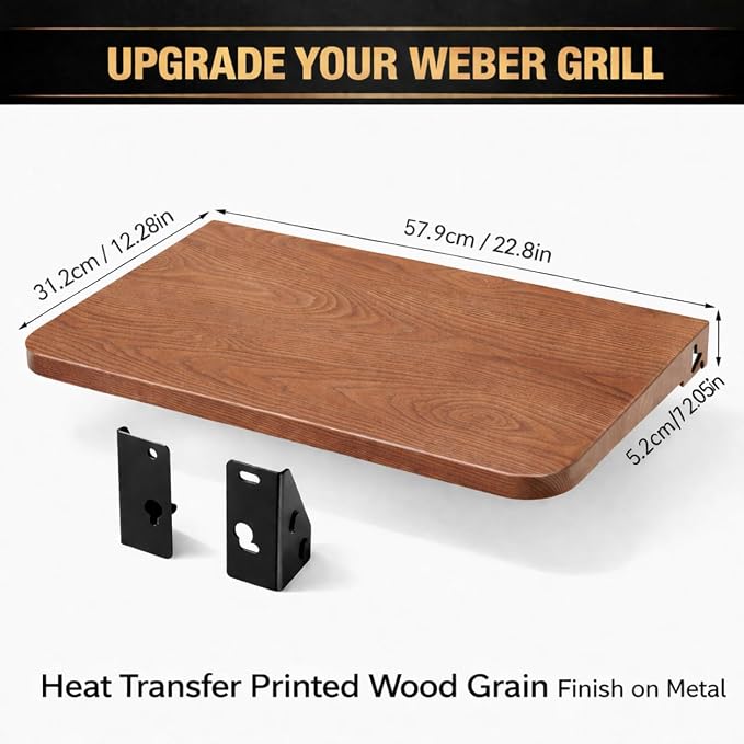 QuliMetal Foldable Front Shelf for Weber Searwood 600/Smoque, 22.80" Grill - Image 2