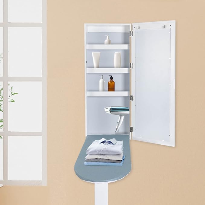 Wall Mounted Ironing Board Cabinet, Built in Swivel Ironing Board Folding - Image 7