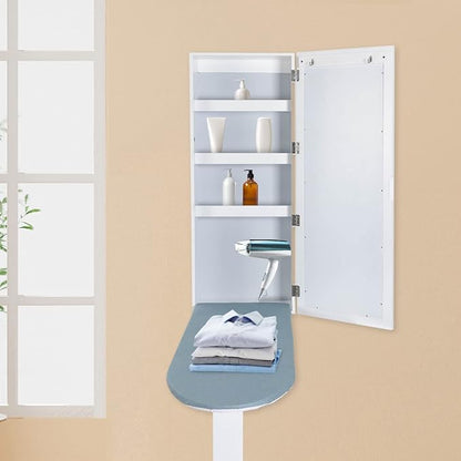 Wall Mounted Ironing Board Cabinet, Built-in Foldable Ironing Board & Folding - Image 5
