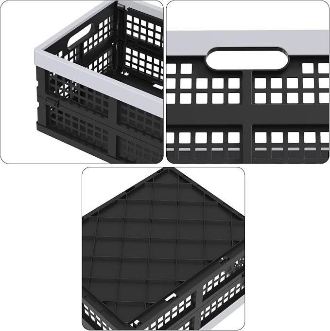 15L Plastic Collapsible Storage Crates, Folding Crates Storage Basket - Image 3