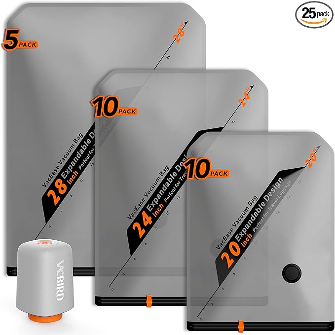 Rechargeable Wireless Pump Travel Storage Bags Set by Vacbird