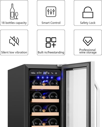 12 Inch Wine Cooler Refrigerator, Mini Wine Fridge 18 Bottle Capacity, Built-in - Image 3