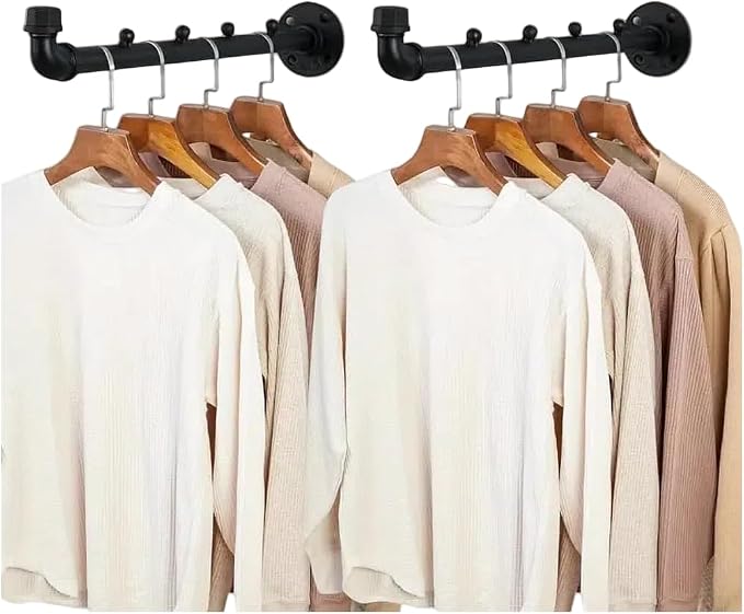 Industrial Wall Pipe Clothes Bar - Image 5
