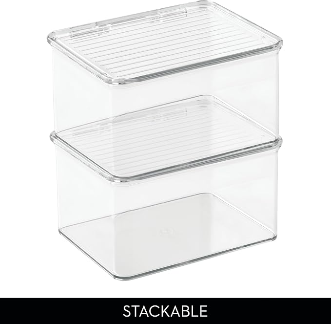 iDesign Plastic Stackable Hinged-Lid Storage Box, Freezer and Fridge - Image 4