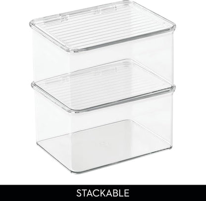 iDesign Plastic Stackable Hinged-Lid Storage Box, Freezer and Fridge - Image 4