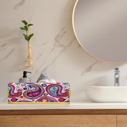 Paisley Folk Style Bathroom Storage Basket, Foldable - Image 6