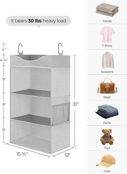 StorageWorks Hanging Closet Organizer, 3-Shelf Hanging Closet Shelves - Image 3
