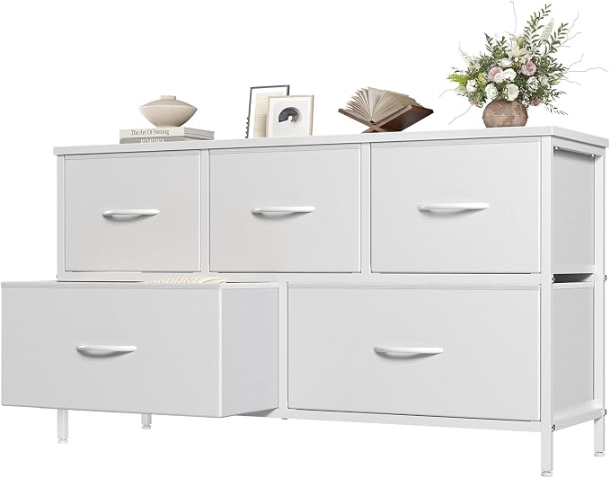OLIXIS White Dresser for Bedroom, Wide Chest of Drawers for Clothes Storage | by OLIXIS