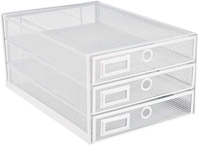 Annova Desk Organizer Wire Mesh 3 Tier Sliding Drawers Paper by LivingNecessities