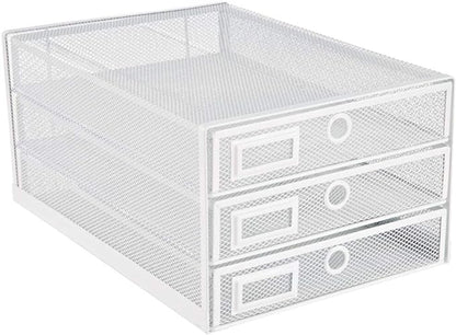 Annova Desk Organizer Wire Mesh 3 Tier Sliding Drawers Paper by LivingNecessities