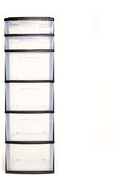 HOMZ 6 Drawer Plastic Storage & Organizer Tower | 4 Large & 2 Small Drawers | - Image 8