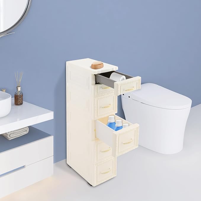 Slim Rolling Storage Cabinet, Vertical Space Saver, Impact-Resistant, Stackable - Image 7