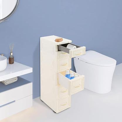 Slim Rolling Storage Cabinet, Vertical Space Saver, Impact-Resistant, Stackable - Image 7