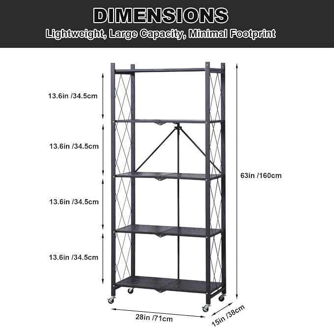 GlowSol 5 Tiers Folding Storage Shelves - Image 3