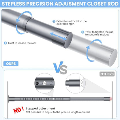 2 Pack Closet Rods for Hanging Clothes, 17 to 39 Inch Heavy Duty Stepless - Image 2
