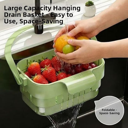 Foldable Hanging Kitchen Sink Drain Basket, No-Drill Hanging Food Catcher - Image 3