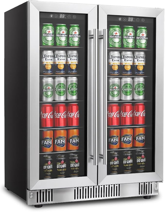 24 inch Beverage Refrigerator Cooler, 5.4 Cubic/176 Can Large Fridge Dual Zone by Erivess