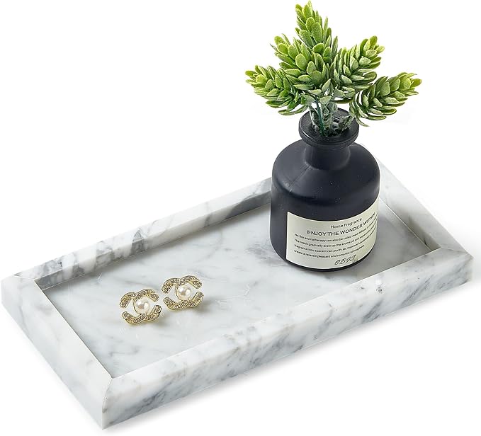 Natural Small Marble Vanity Tray, Luxury Stone Organizer by Unknown