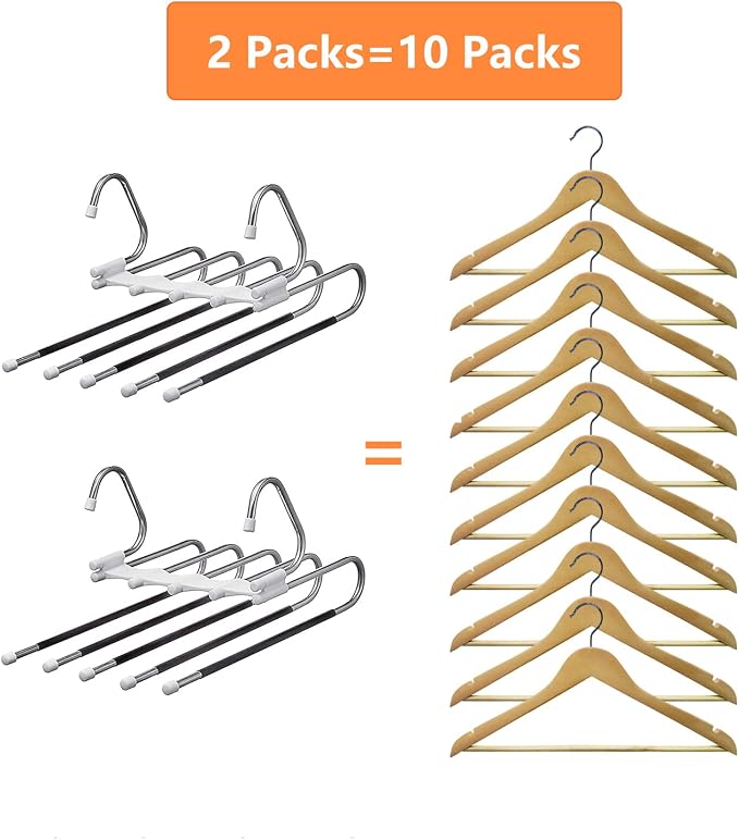 Upgrade Azeroth Pants Hangers 4 Pack Space Saving S-Type Stainless Steel - Image 7