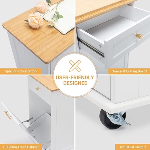 VINGLI Tilt Out Trash Cabinet, Garbage Can Cabinet - Image 4