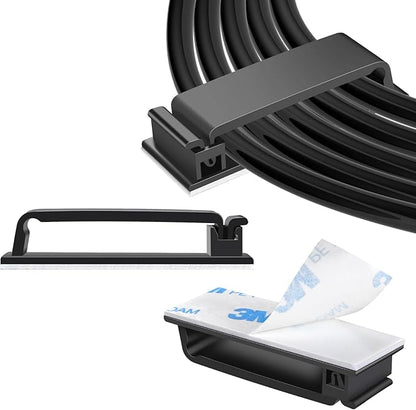 XHF 100 PCS Self Adhesive Cable Clips Black, Wire Clips Cable Management Wire by XHF