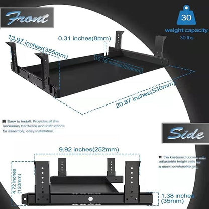 FRMSAET Under Desk Keyboard Tray Heavy-Duty All-Metal Material 20/24/30 inches - Image 3