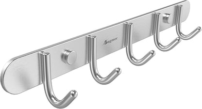 Coat Hook Rail Brushed Nickel 13-inch 5 Hooks Hanger Wall Mounted by Sagmoc